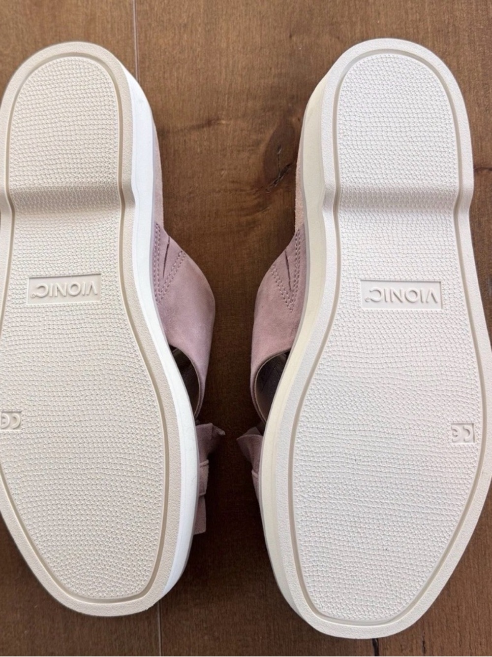 Vionic Azalea Ruffle Slide Sandals Pink Mauve Suede Comfort Size 6.5 NWOB - Picture 7 of 10
